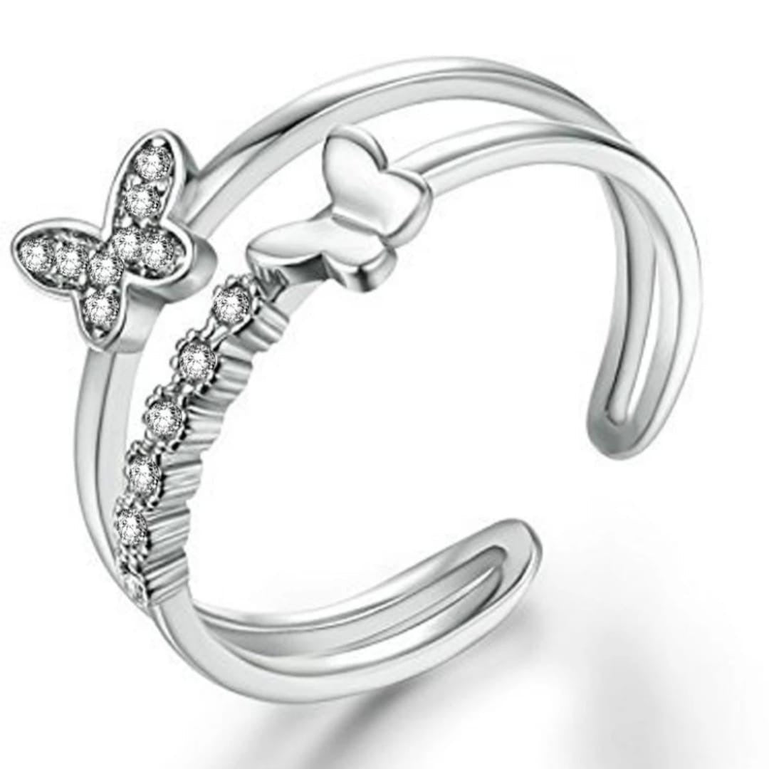 925 Double layer Butterfly Ring