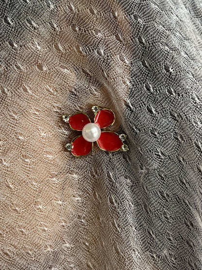 Red Petal Zircon Stud Korean Earing