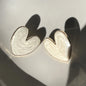 White Enamel Heart Korean Earing