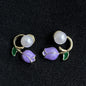 Purple Tulip Pearl Korean Earing