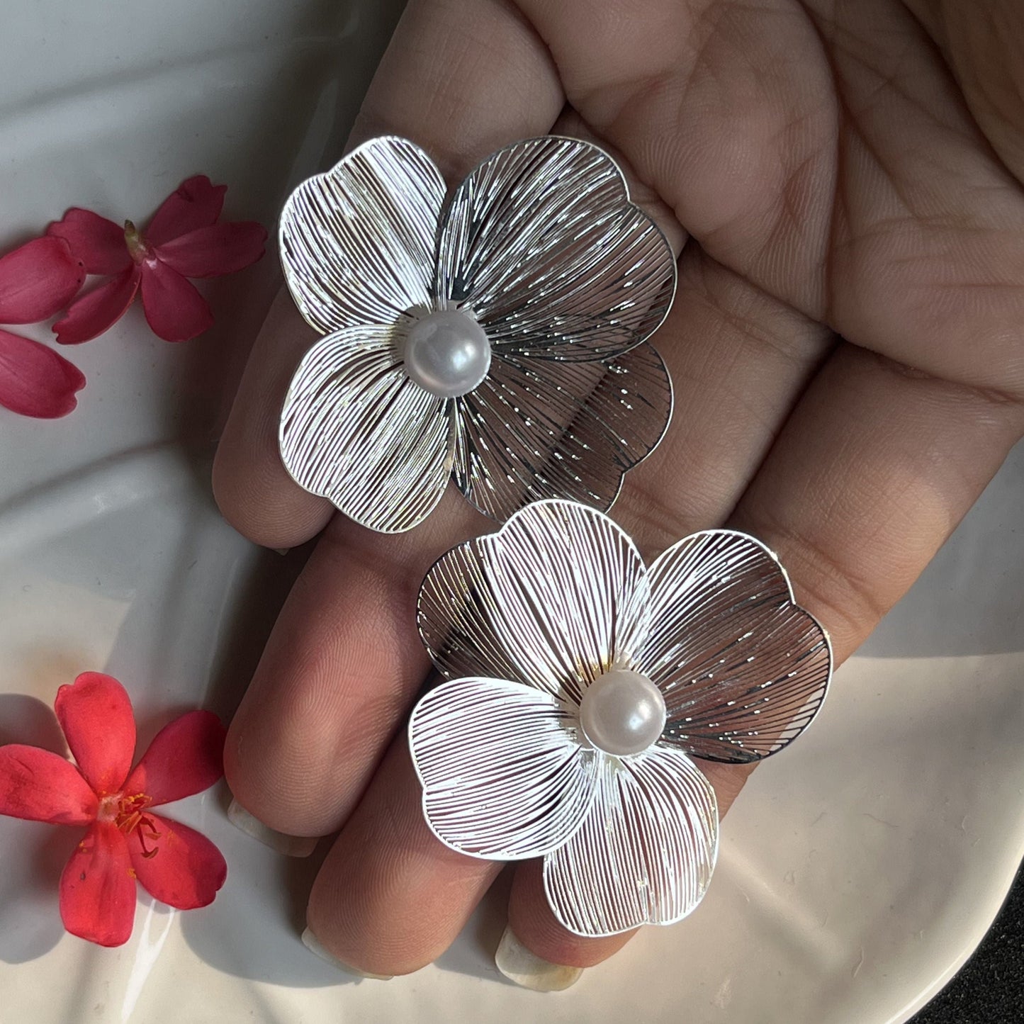 Silver Plated Floral Studs