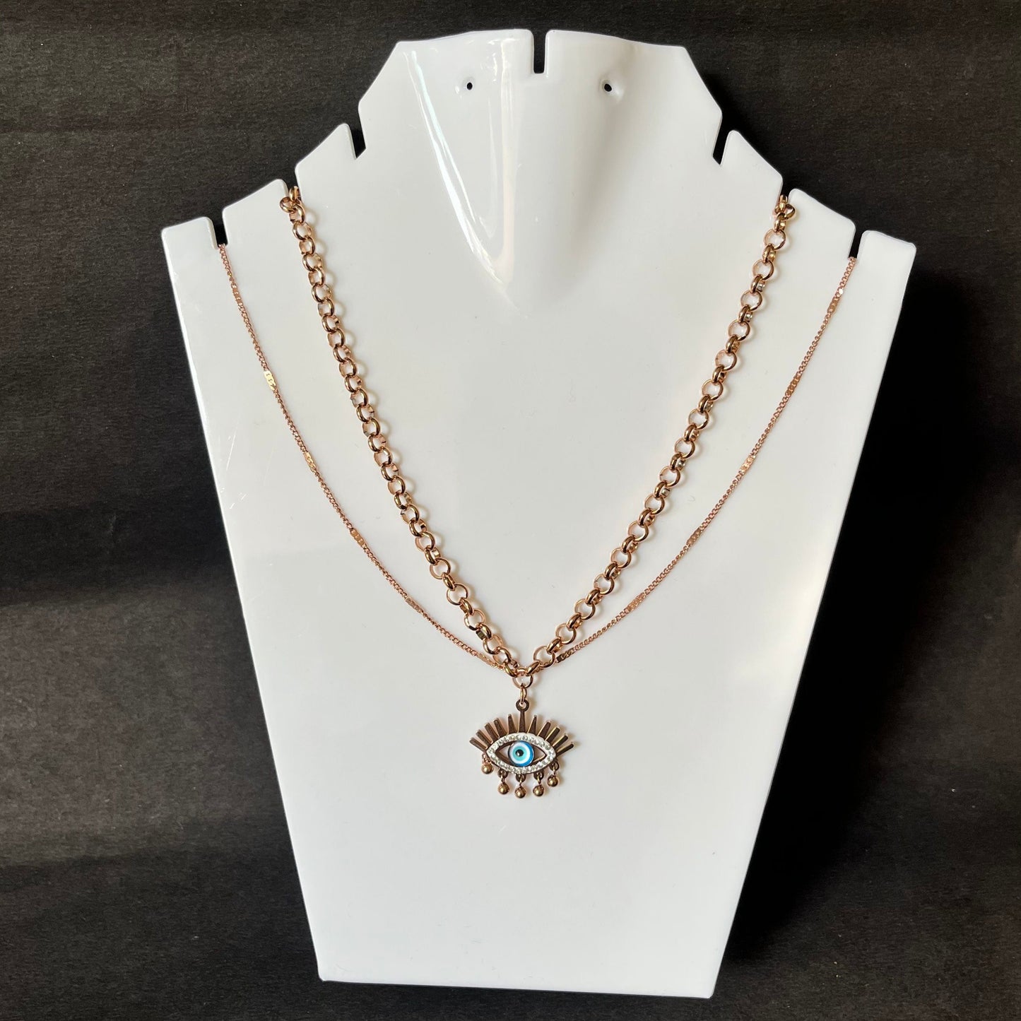 Rose Gold Double layer  "Evil Eye" Necklace