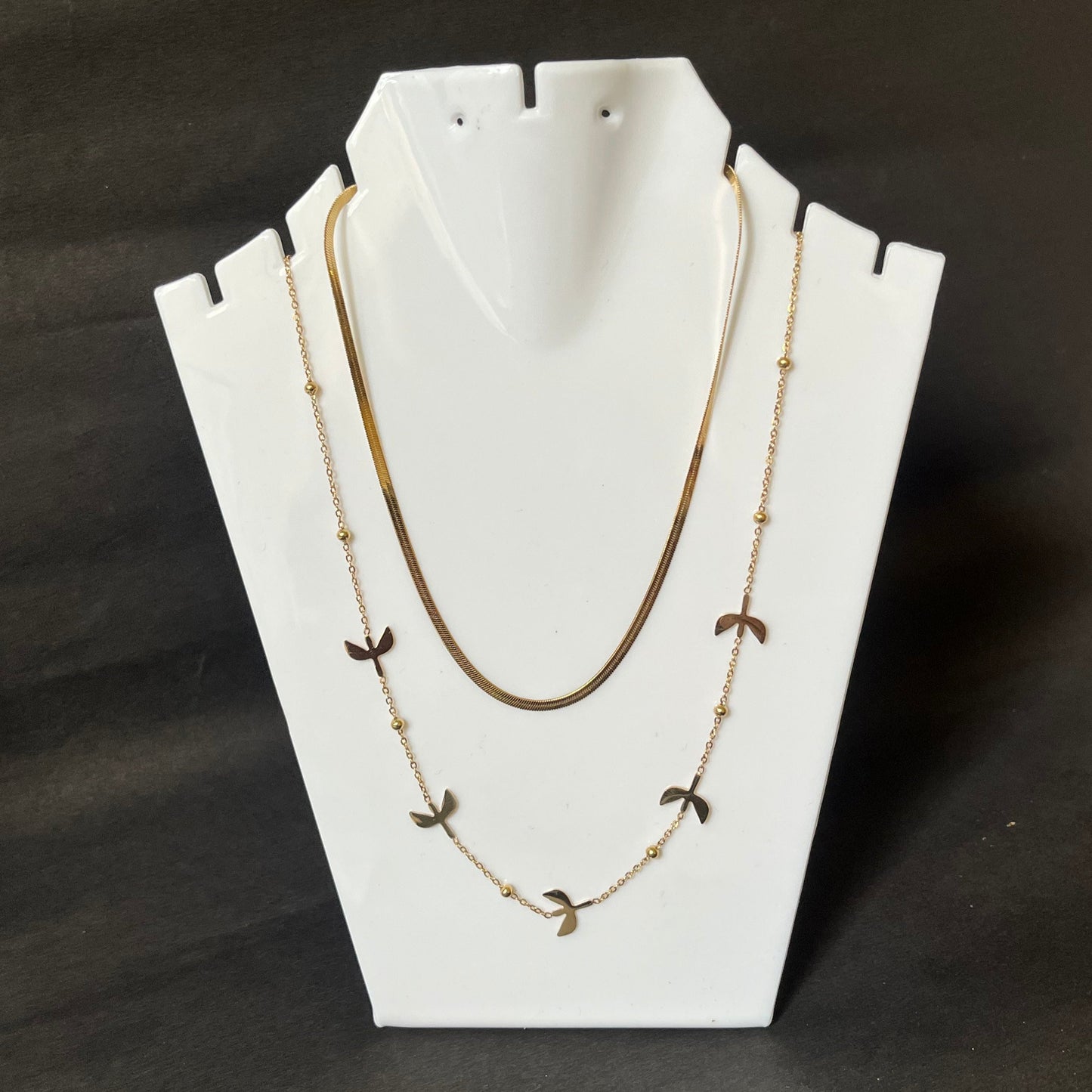 Gold Doubled Layer Flight Necklace