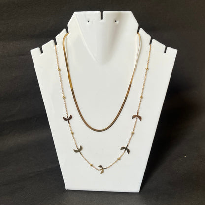 Gold Doubled Layer Flight Necklace