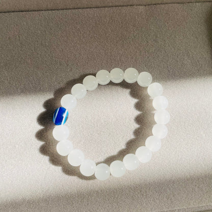 Evil Eye White Bead Bracelet