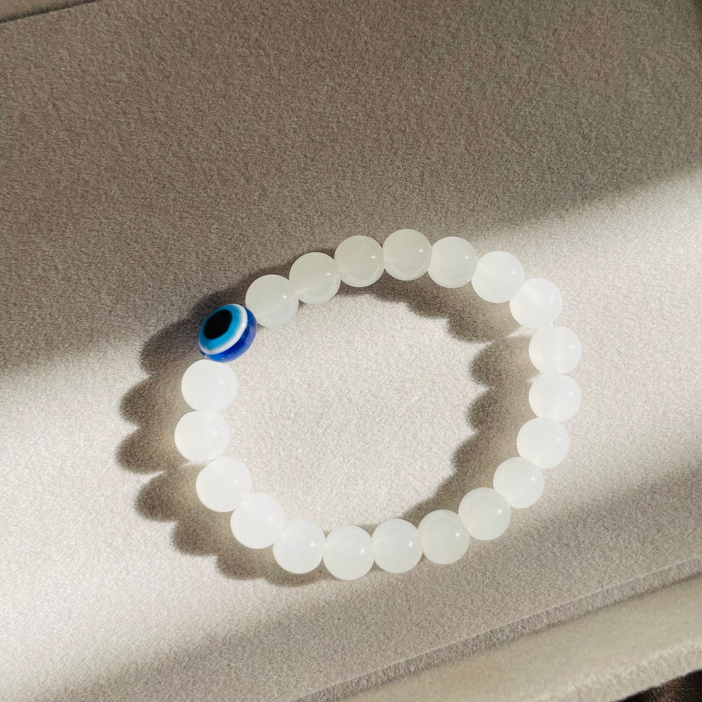 Evil Eye White Bead Bracelet