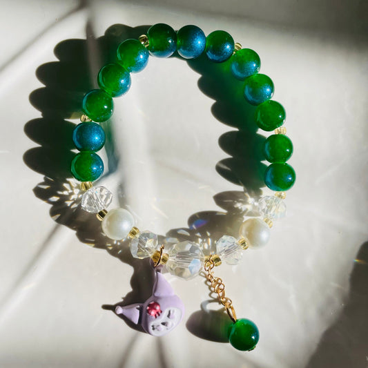 Dreamy White & Green Beaded Korean Bracelets