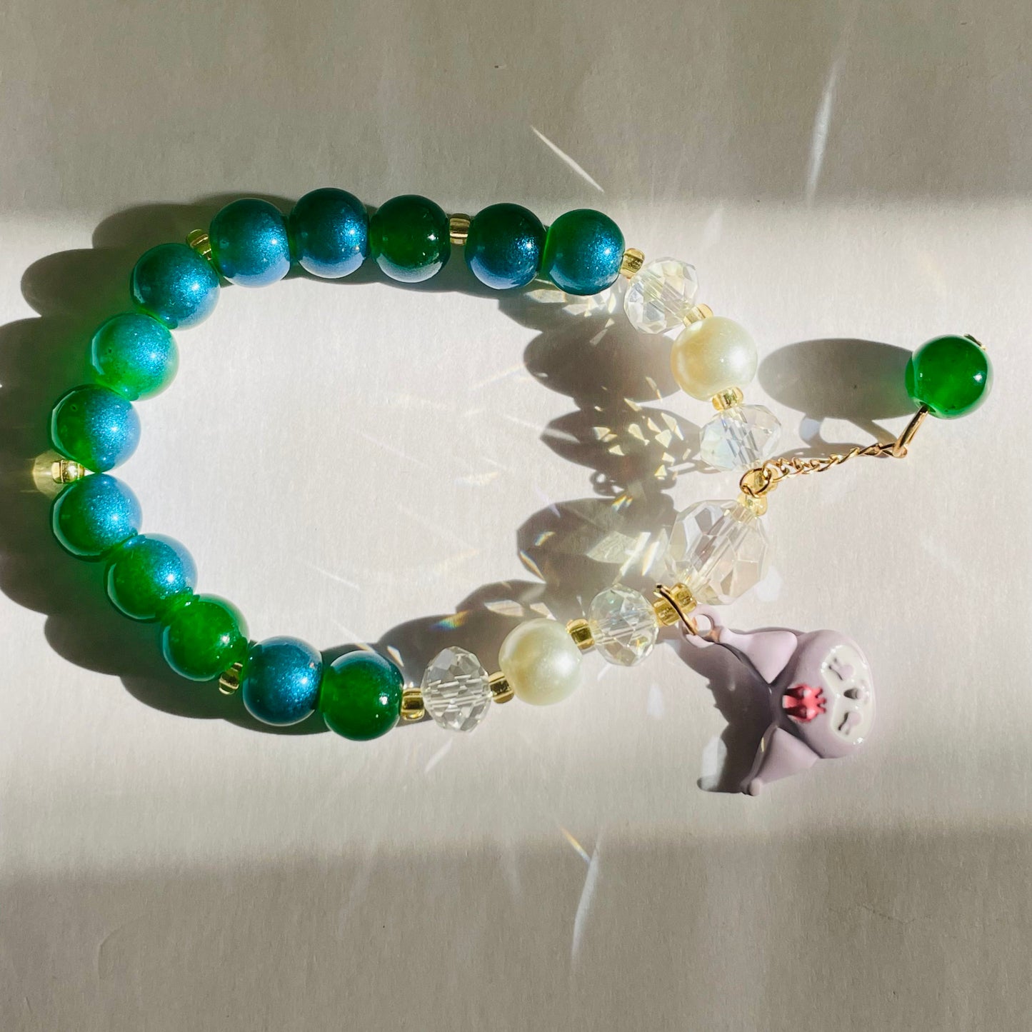 Dreamy White & Green Beaded Korean Bracelets