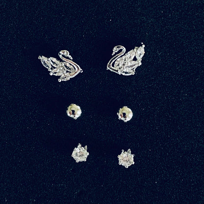 Set of 3 Pair S925 Duck Silver Earing