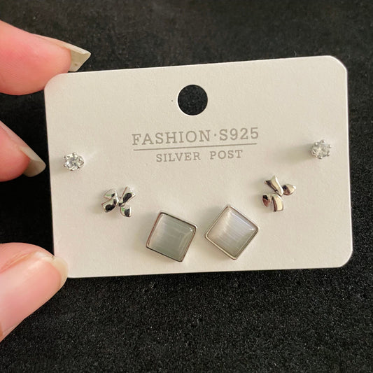 Set of 3 Pairs S925 Silver Earing