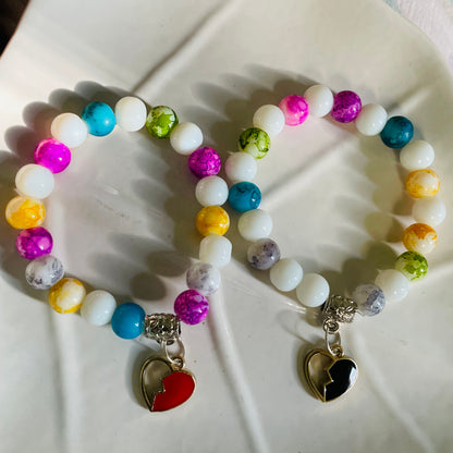 Set of 2 Multicolor Cute Bracelet For "Bestie"