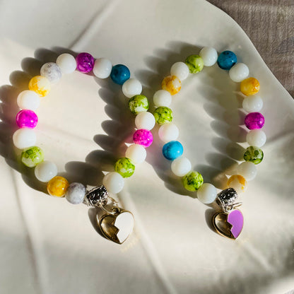 Set of 2 Multicolor Cute Bracelet For "Bestie"