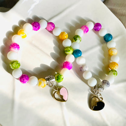 Set of 2 Multicolor Cute Bracelet For "Bestie"