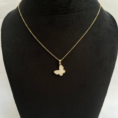 Gold & White Butterfly Pendent