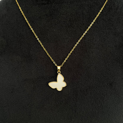 Gold & White Butterfly Pendent