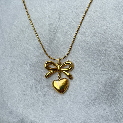 Trendy Heart Bow Necklace