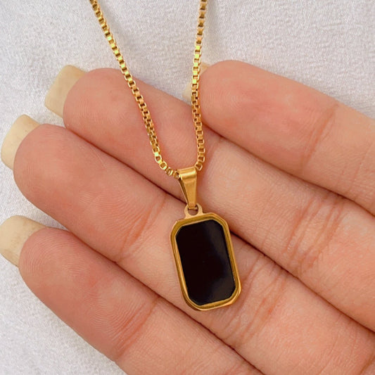 Black Enamel Locket Pendent