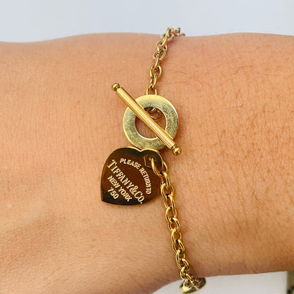 Chunky Heart Bracelet  - 18K Gold Plated