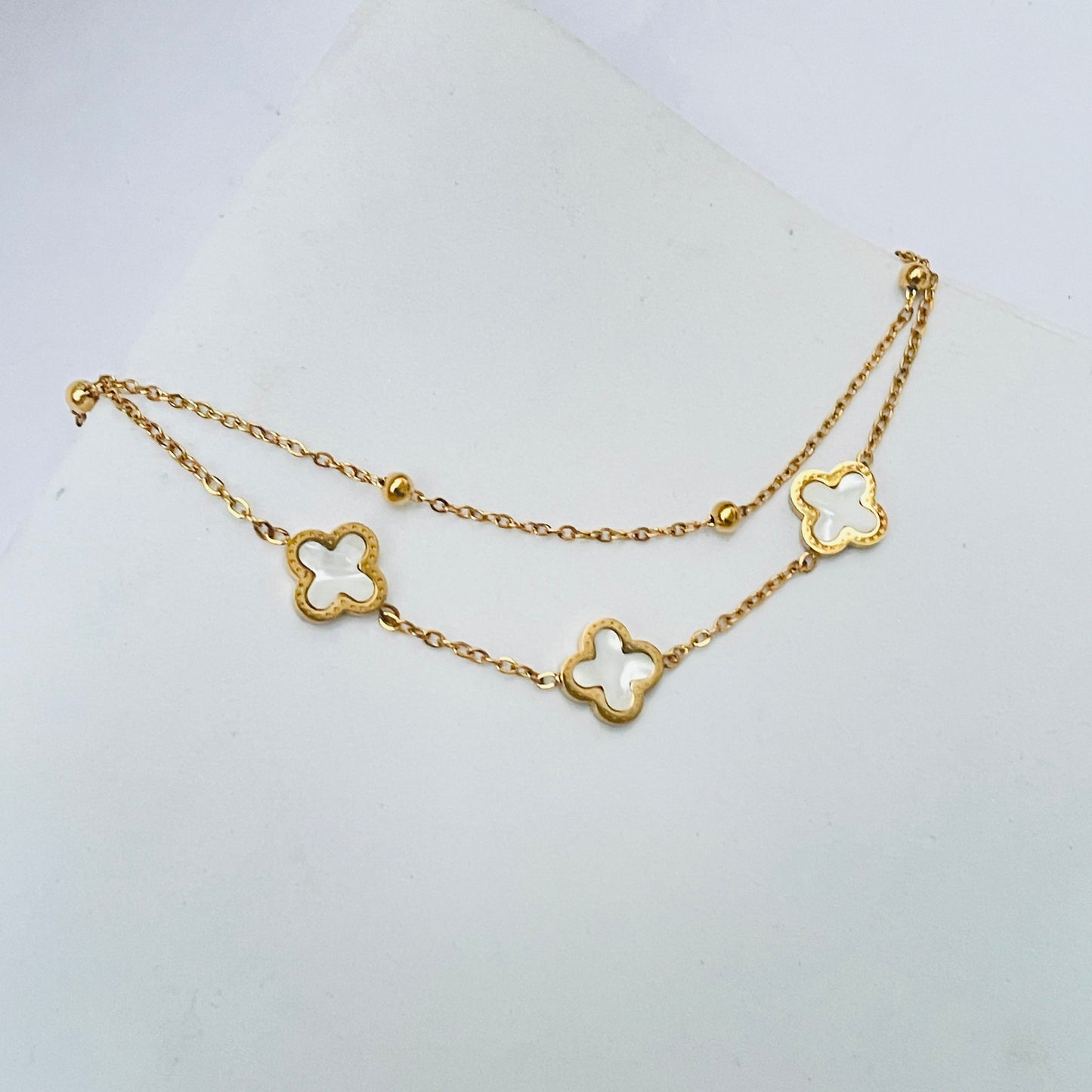 Doubled Layer Clover Bracelet - 18K Gold Plated