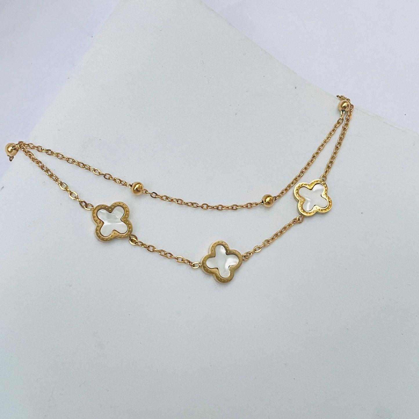 Doubled Layer Clover Bracelet - 18K Gold Plated