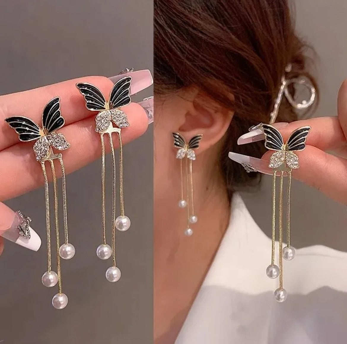 Butterfly Tassel Korean Earing