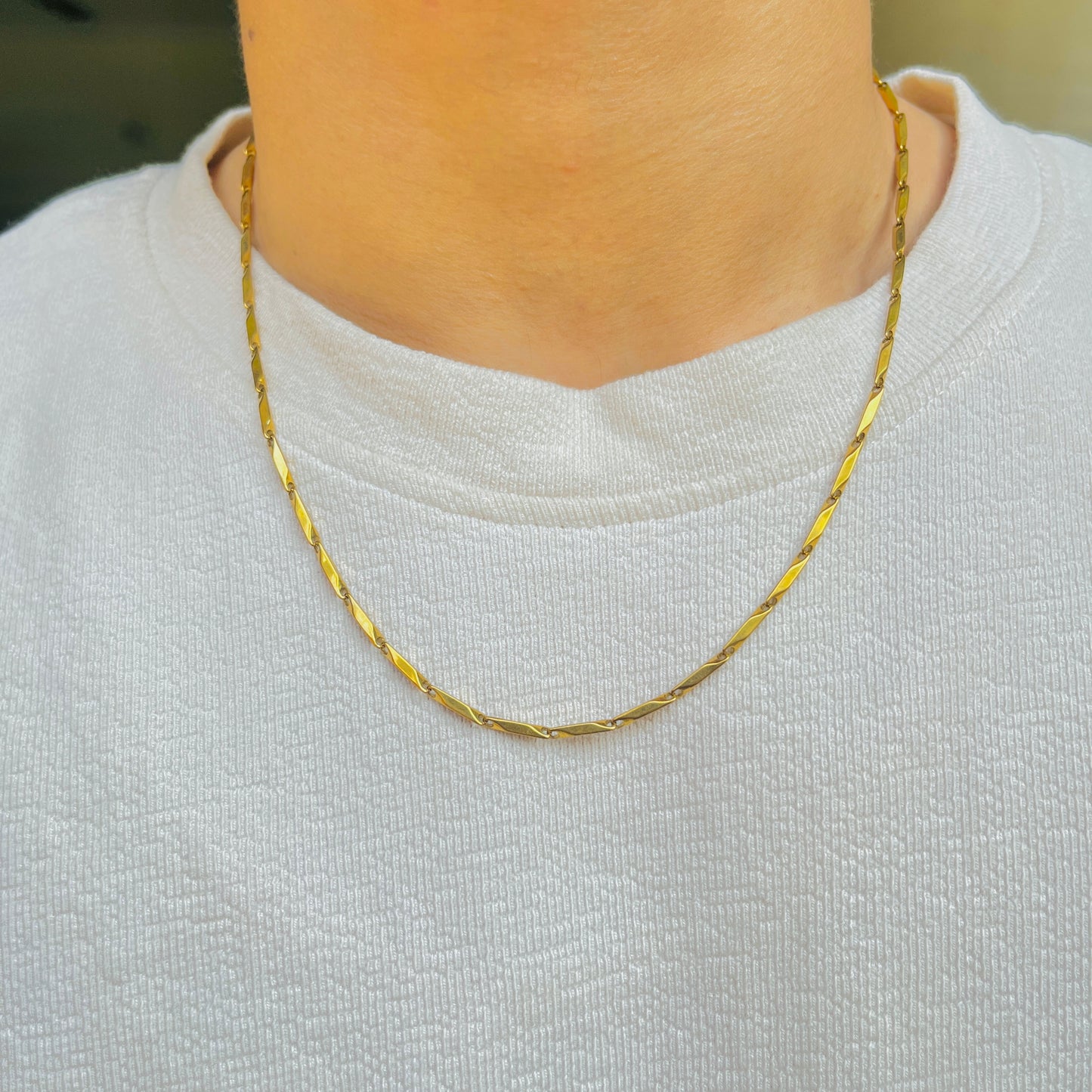 18K Gold Plated Men's Rice chain