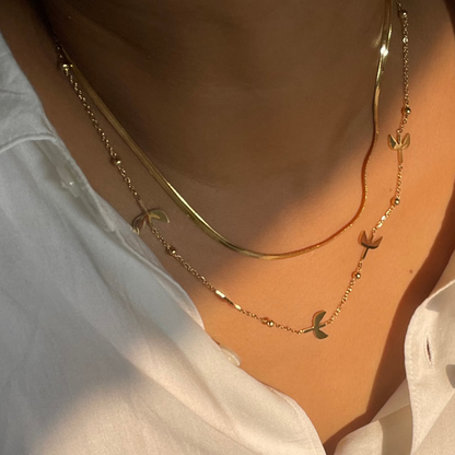 Gold Doubled Layer Flight Necklace