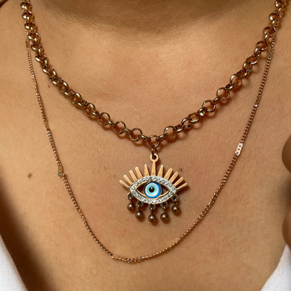 Rose Gold Double layer  "Evil Eye" Necklace