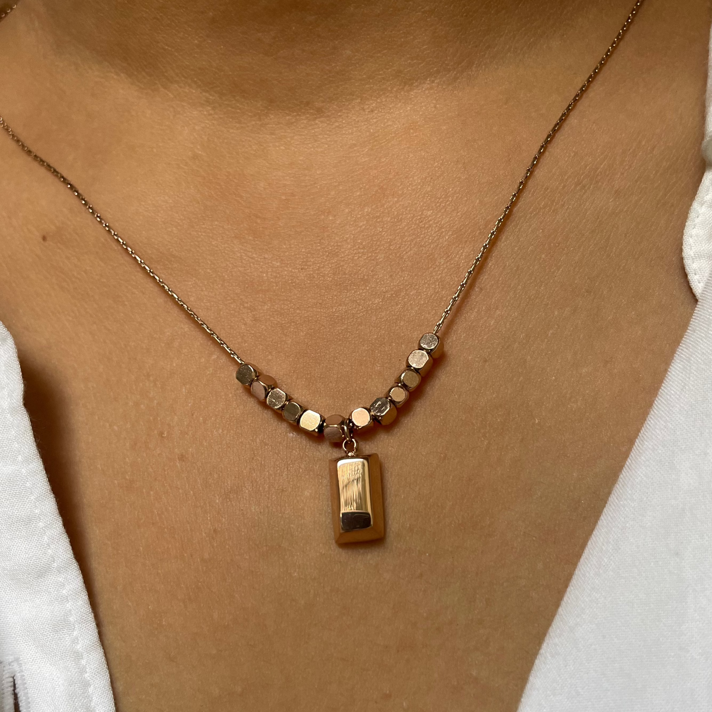 Rose Gold Brick Bar Shape Korean Necklace