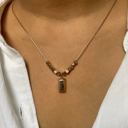 Rose Gold Brick Bar Shape Korean Necklace