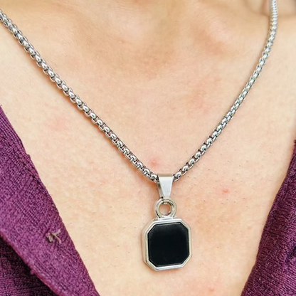 Square Black Stone Chain