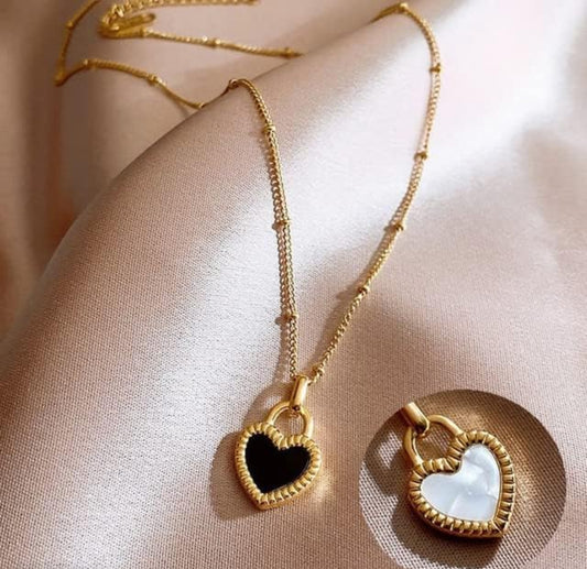 Two-Sided Heart Lock Pendent 18K Gold Plated