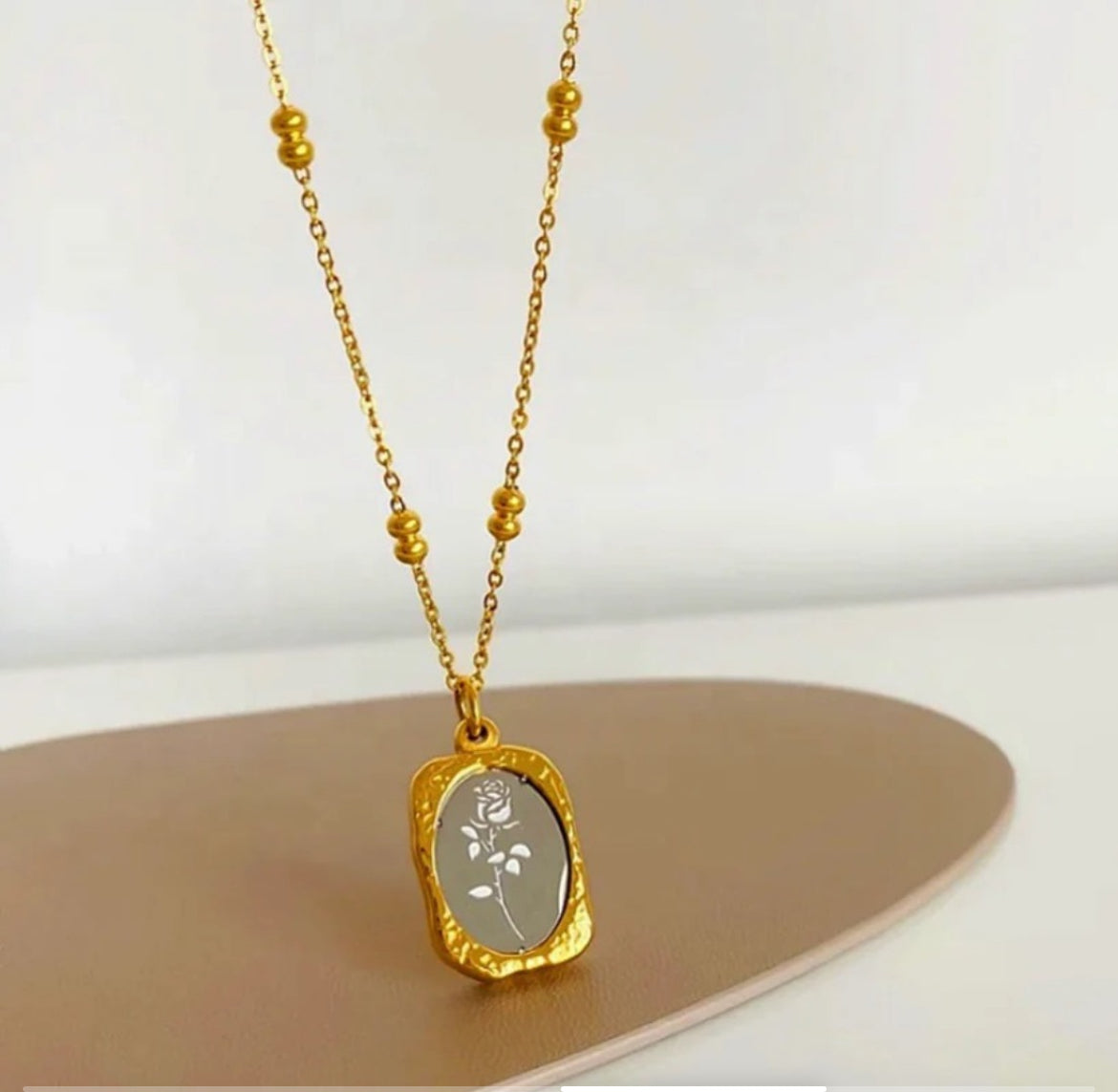 18K Gold Plated Mirror Rose Necklace