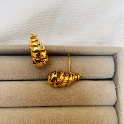 Trendy Teardrop Chunky Spiral Studs -Antitarnish