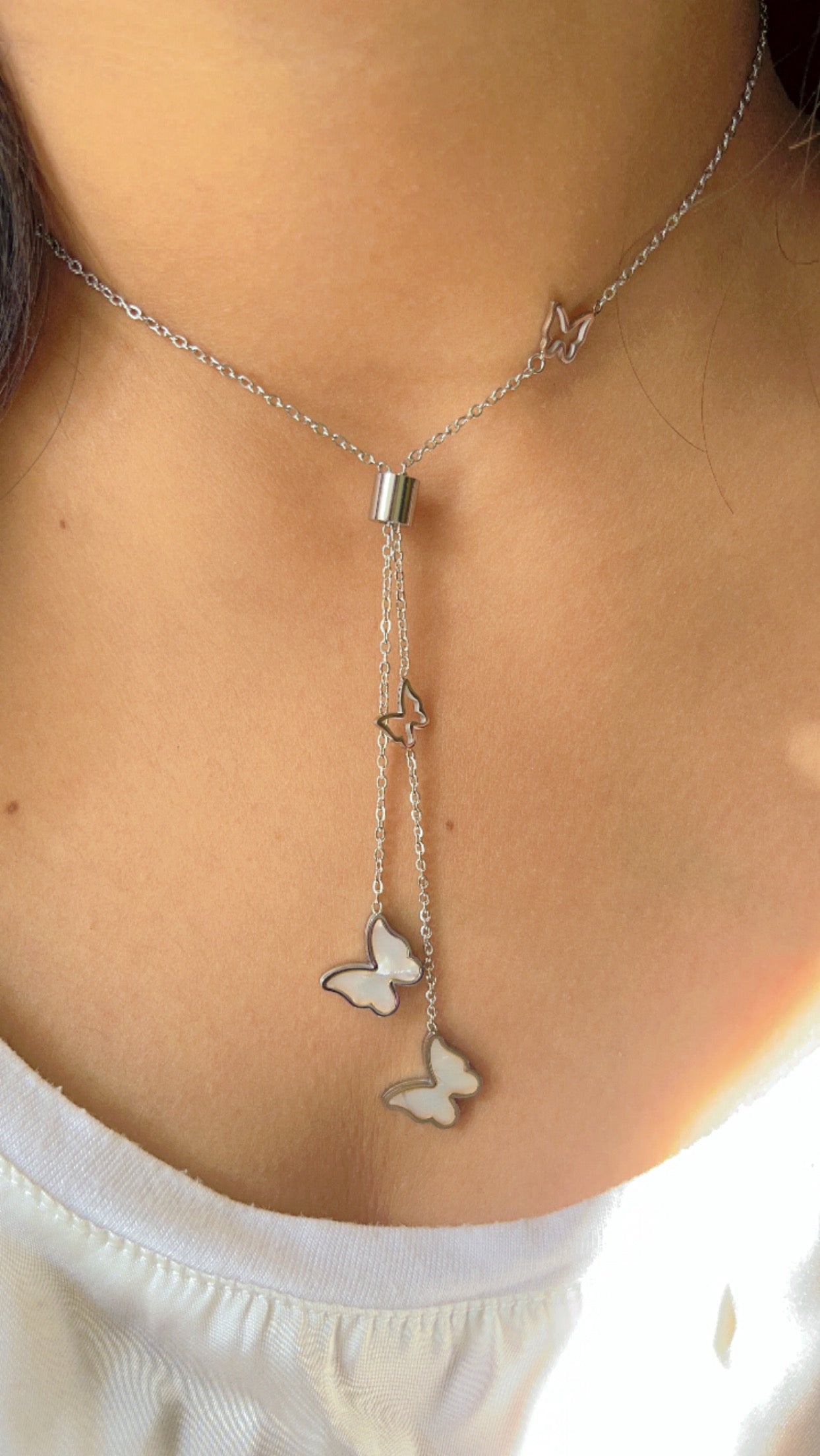 Silver Butterfly Pendent for "Deep Neck"