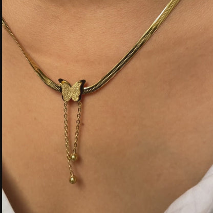 Gold Plated Snake chain Butterfly Necklace